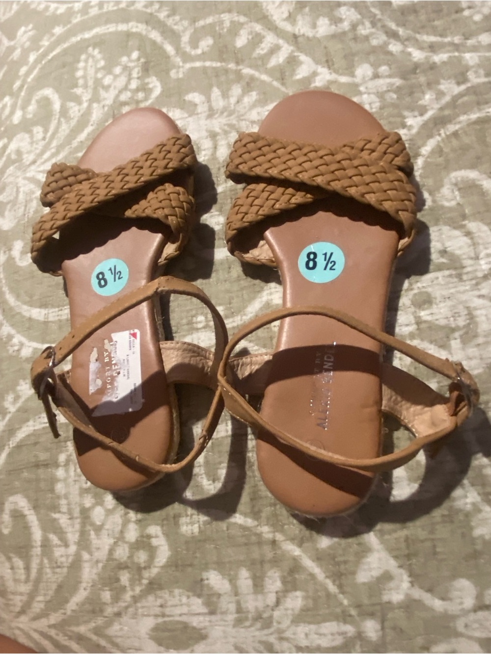 Braided Strap Women's Sandals in Tan with Ankle Buckle